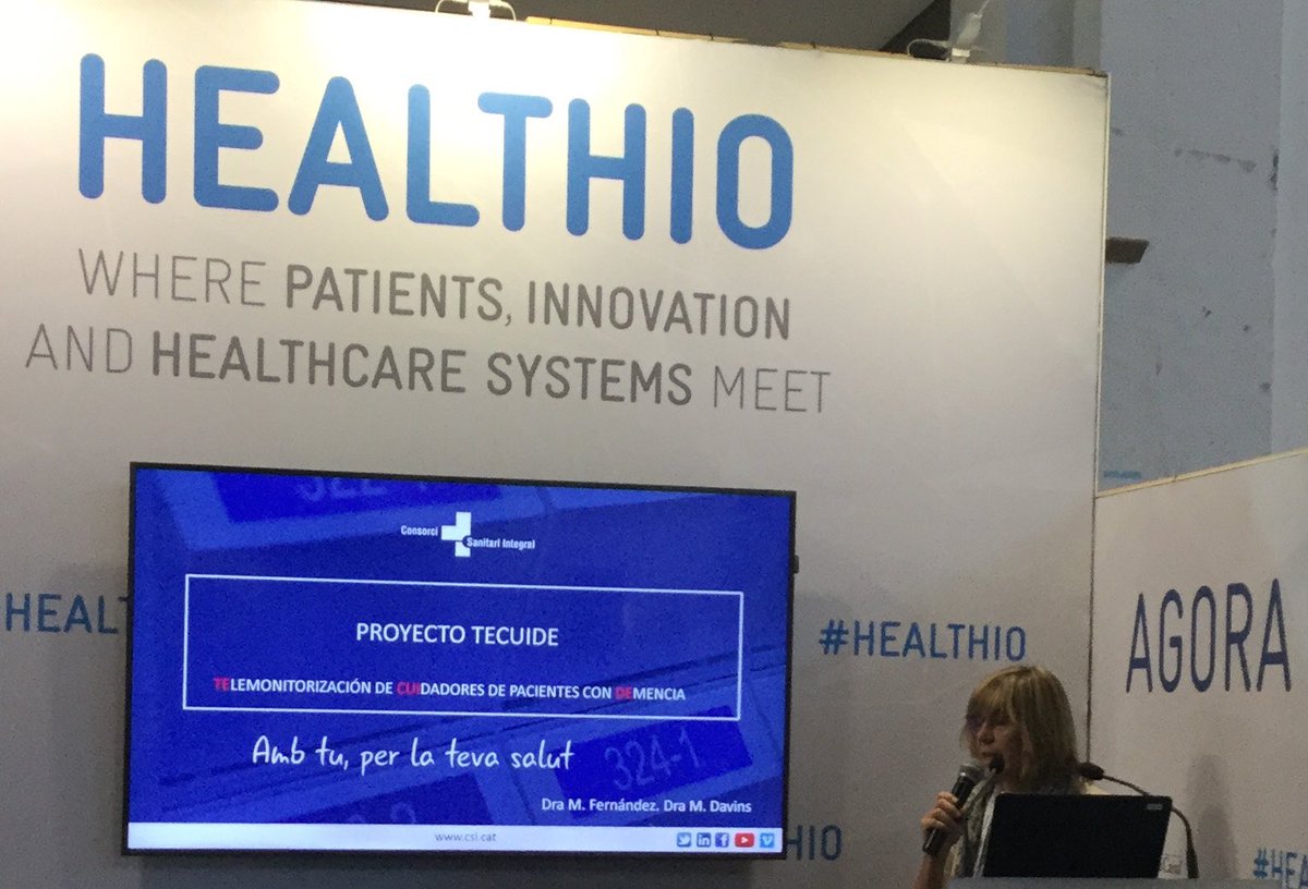 Ahora en el ÁGORA 1: SALUD MENTAL de #HEALTHIO Mercedes Fernandez @consorcsanitari de Consorci Sanitari Integral presenta Proyecto Tecuide: APP dirigida al control de pacientes con demencia y formación de cuidadores. #HEALTHIO2018