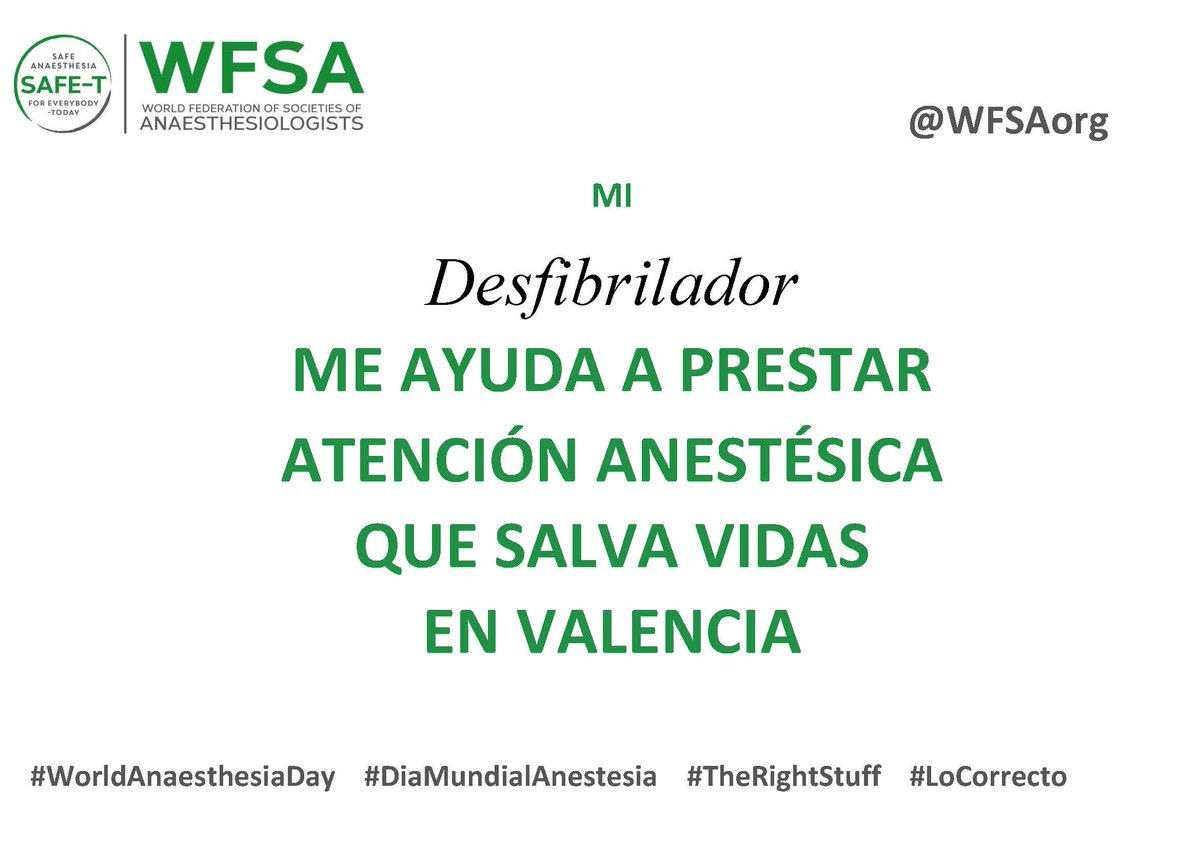 anestesiavalen's tweet photo. La anestesia segura es esencial para mejorar la salud mundial.  | Anestesia Clínico Valencia #TheRightStuff #WorldAnaesthesiaDay #WAD2018  #WRHD  https://t.co/btjAUTwSFm https://t.co/Vz6zIIlrxh