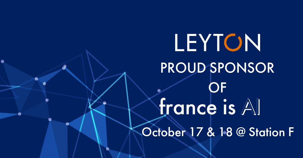 Leyton vous donne rendez-vous le 17 et 18 octobre à la <a href="/joinstationf/">STATION F</a> pour la 3ème édition de <a href="/franceisai/">FranceisAI</a>  que nous sommes fiers de supporter cette année encore. #franceisai #weareleyton #ai <a href="/frenchpinkhas/">PaulStrachman.eth</a>