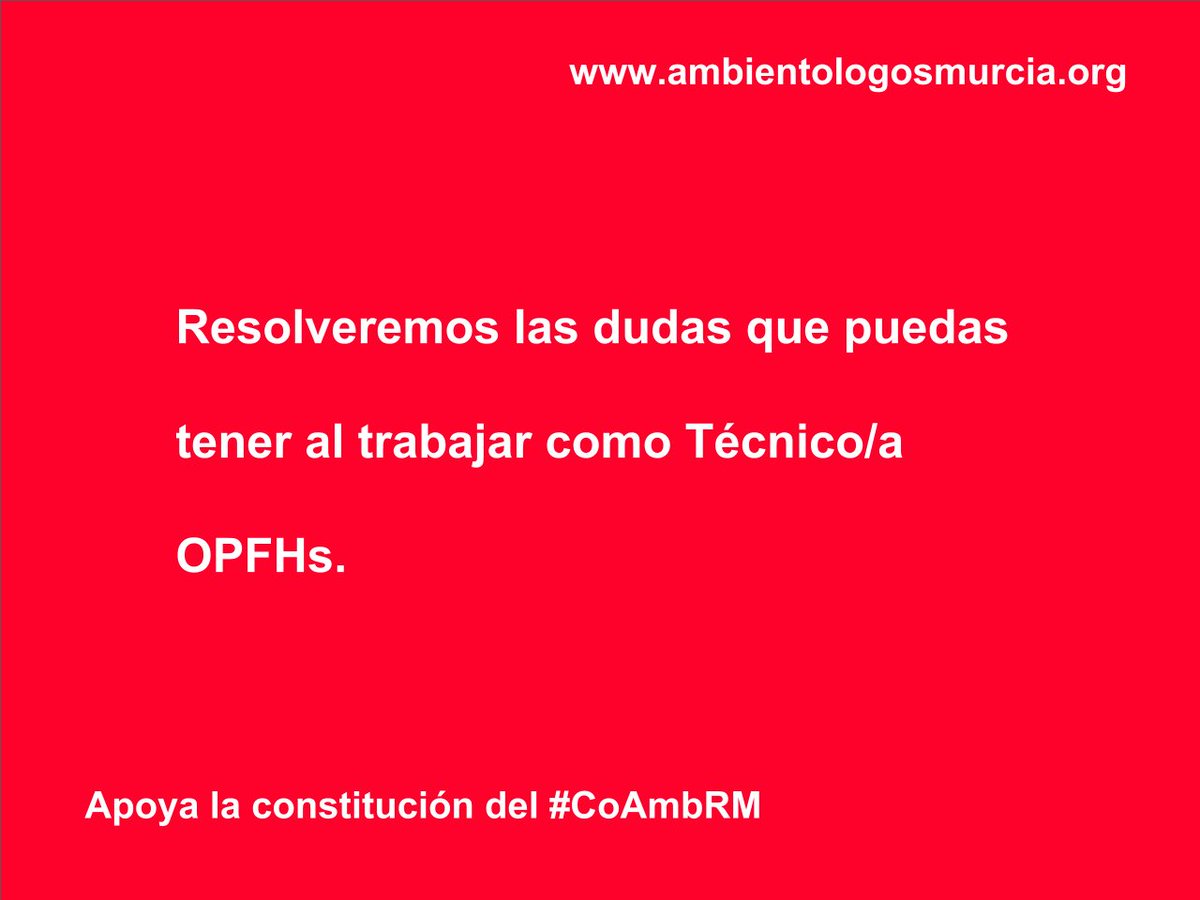 CoambMurcia's tweet photo. #Ambientólogo, apoya #CoAmbRM y resolveremos las dudas que puedas tener al trabajar como Técnico/a #OPFHs en #Murcia. https://t.co/XKNVET65hz https://t.co/Qbgd3xUDbn