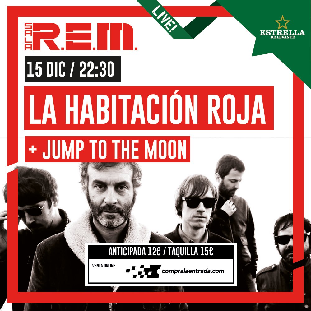 El 15 de diciembre tendremos en nuestro escenario a <a href="/lahabitacionroj/">La Habitación Roja</a> presentando su nuevo disco "Memoria". Estarán acompañados por <a href="/weareJTTM/">Jump to the Moon</a>.