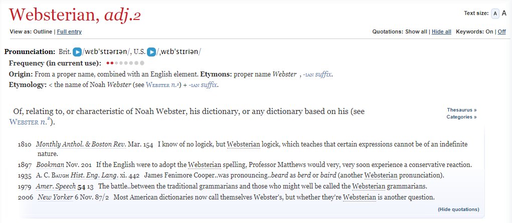 OED's tweet photo. The father of the American Dictionary, Noah Webster, was born #OTD in 1758, &amp; today is accordingly celebrated as #DictionaryDay. Here's our entry for WEBSTERIAN, adj.: https://t.co/QITFFVR4dv