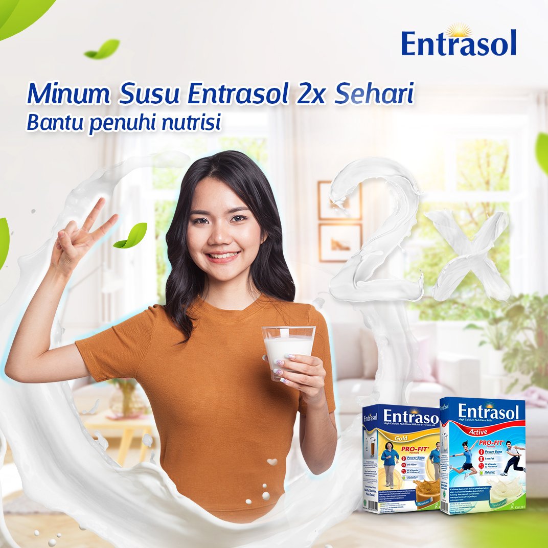 Susu kalsium biasa enggak cukup lho, untuk kalahin faktor U! 

Lebih baik beralih ke susu Entrasol yang lebih dari sekadar susu kalsium karena dilengkapi dengan hytolive dan PRO-FIT Formula bantu penuhi nutrisi harianmu! Jangan lupa untuk meminumnya 2x sehari ya! #ByeByeFaktorU