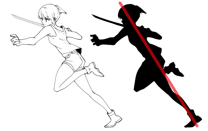 いちあっぷ By Mugenup クリエイティブ制作会社 躍動感のあるポーズを作るコツは斜めのライン シルエットを活かしてポーズを作ろう キャラクターイラストが良くなる５つのポイント いちあっぷ T Co Ntqyziehwu 絵が上手くなる記事はコレ