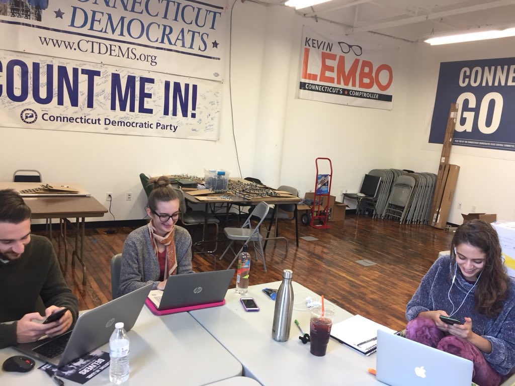 jennashap's tweet photo. Busy #RegionOneGetsItDone Field Organizers @roseshirschl @AmyGilly @JSheuchenko recruiting all the shifts for #GOTV and tonight’s West Hartford @ChrisMurphyCT phone bank! Join us later today: https://t.co/tkT9IbbfAl https://t.co/DVtCQObRAx