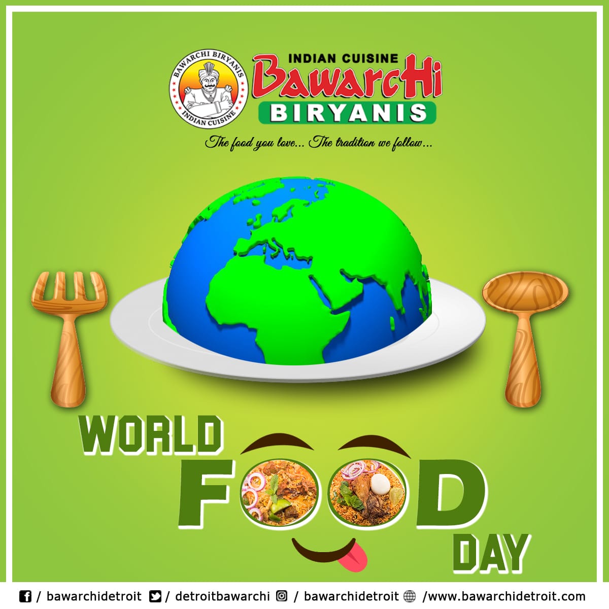 Happy World Food Day From Bawarchi Biryanis - Detroit
Meet Meat... Ready To Eat... at Our Restaurant
#bawarhci #biryanis #detroit #bawarchidetroit #happy #world #food #day #foodday #biryani #bawarchibiryani #bawarchifood #foodblog