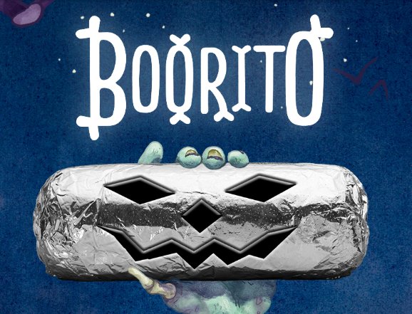 M2Media1's tweet photo. In the food industry? 
How about a "boorito" from Chipotle?
Doesn't that give you some inspiration for a Halloween marketing campaign? https://t.co/PzXiAIYeAq