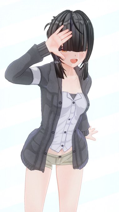 #カスタムキャスト
オリ娘の私服
休日出かける時は多分眼鏡外してコンタクト付けてると思うんです 