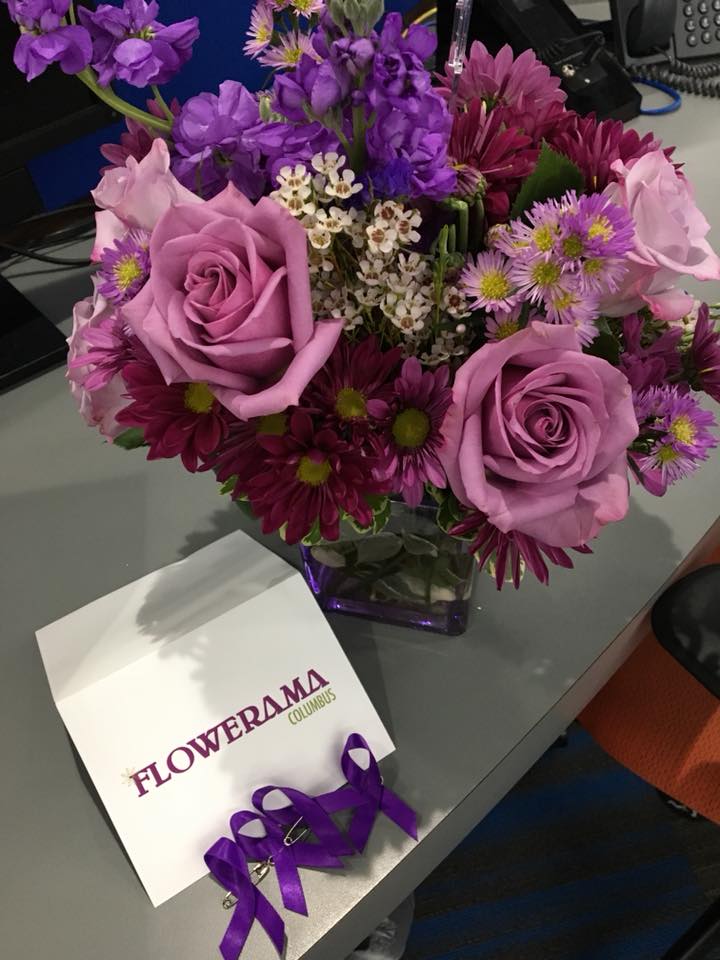 FloweramaColumb's tweet photo. The color purple will be lighting up the capital city this month... for domestic violence awareness month. Flowerama Columbus is donating proceeds of purple bouquet purchase to Choices for Victims of Domestic Violence. #domesticviolenceawareness #choices #floweramacolumbus https://t.co/9LRC6nvBxt