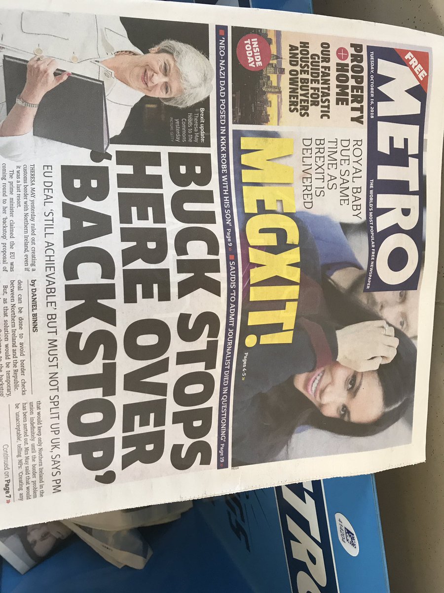 pullanr's tweet image. MEGXIT!   Best Brexit headline of the week. The only delivery Brits can look forward to since we will be running out of food.