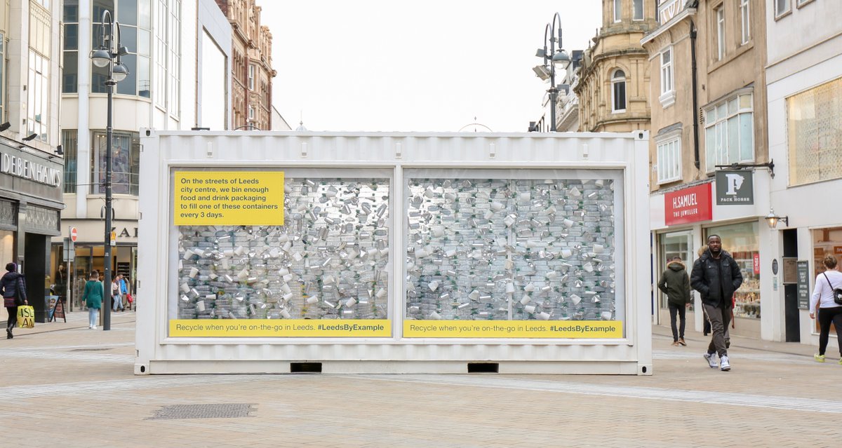 Plant plots 🌿, chalk boards ✏️ and coffee cups ☕️are just some of the wonderful products that <a href="/ashortwalk/">ashortwalk</a>  make from recycled coffee cups and plastic! ♻️ In #Leeds this week? Pop in and see our container in Briggate to learn more about #LeedsByExample.