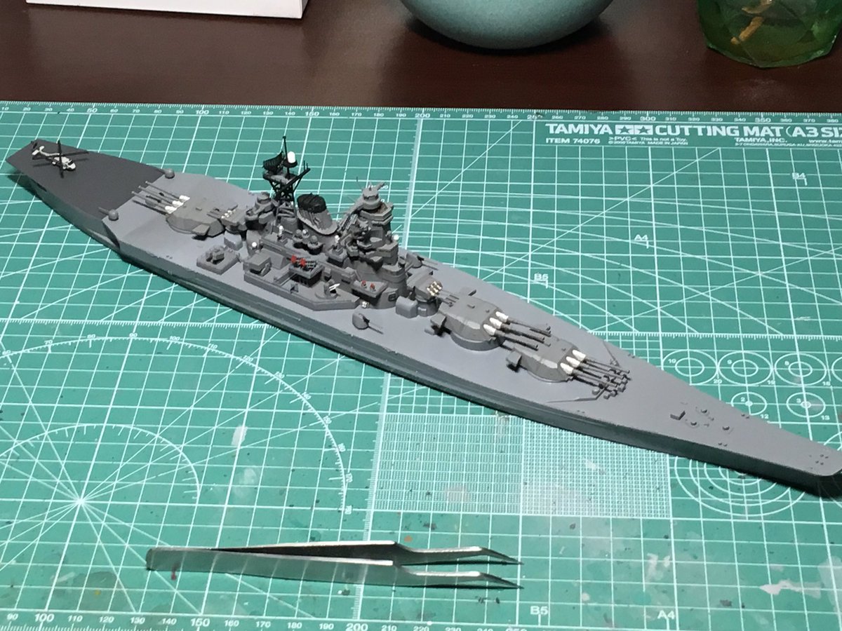 1/700 大和近代化改修 現在の進捗状況。あとは甲板、船体の塗装