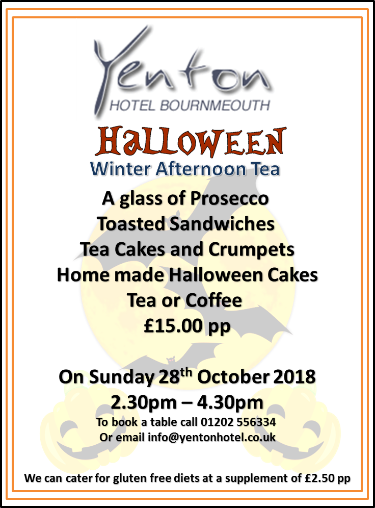 Join us for a Halloween Afternoon Tea on Sunday the 28th of October #yenton #yentonhotel #bournemouth #afternoontea