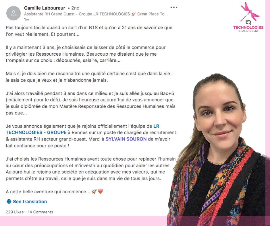 LRTechnoGroupe's tweet image. Et si on se disait Merci ?
Nous tenions à partager avec vous la publication de l’une de nos dernières recrues Libelliennes, notre nouvelle #RH Grand-Ouest, qui nous a beaucoup touchés ! 🙂
Si vous êtes du côté de #Brest, #Rennes ou #Nantes, contactez Camille sur LinkedIn !