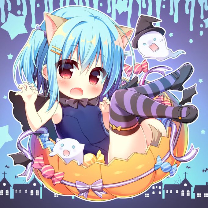 ハロウィンパンプキン味なアクリルフィギュア作ったがおがおฅ(๑•̀ω•́๑)ฅ 