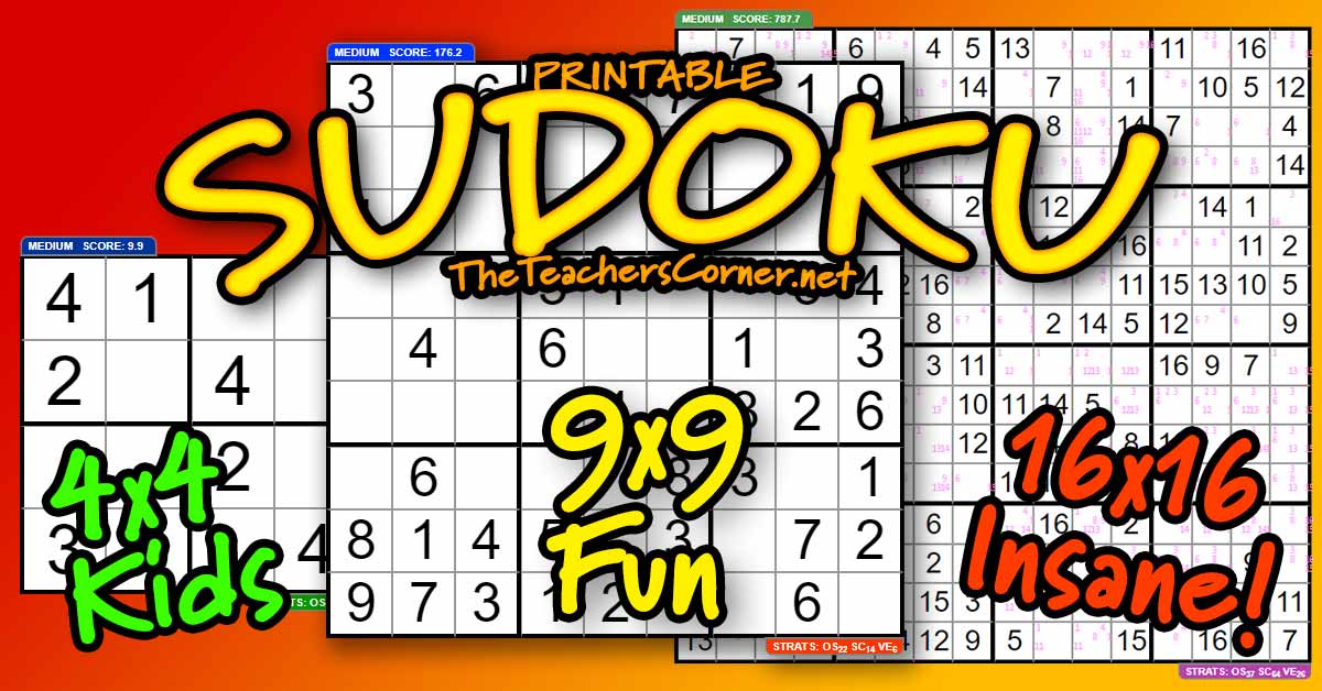 Sudoku Mania! (FREE)
Multiple sizes and difficulties: from KIDS EASY to ADULT MASTER! Play Online or Print.
RT if you know someone who likes puzzles! goo.gl/b9SNDP #sudoku #puzzle #games #sudokupuzzles #killersudoku #kids
