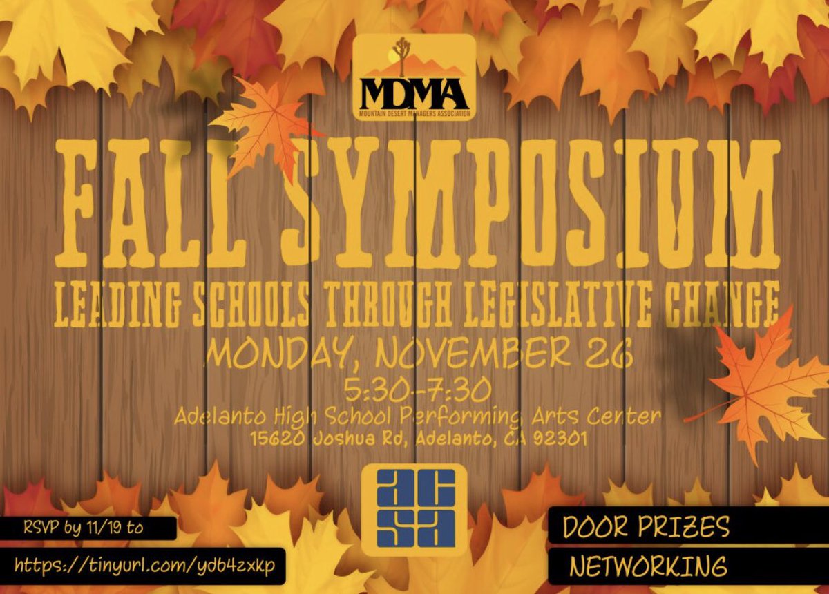 Join us at our Fall Symposium! RSVP to  tinyurl.com/ydb4zxkp #ACSALeads #LeadershipMatters