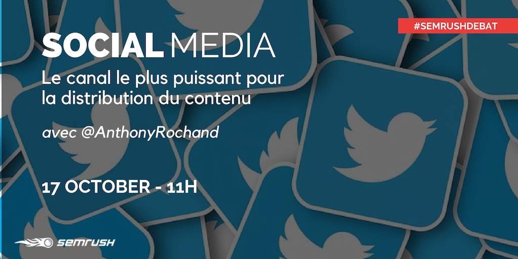 ⌨️Connectez-vous sur Twitter demain mercredi 17/10 à 11H et suivez le hashtag #semrushdebat pour participer au Twitter Chat avec <a href="/semrush_fr/">Semrush France</a> et  <a href="/AnthonyRochand/">Anthony Rochand</a> - 5 questions sur le #SocialMedia !