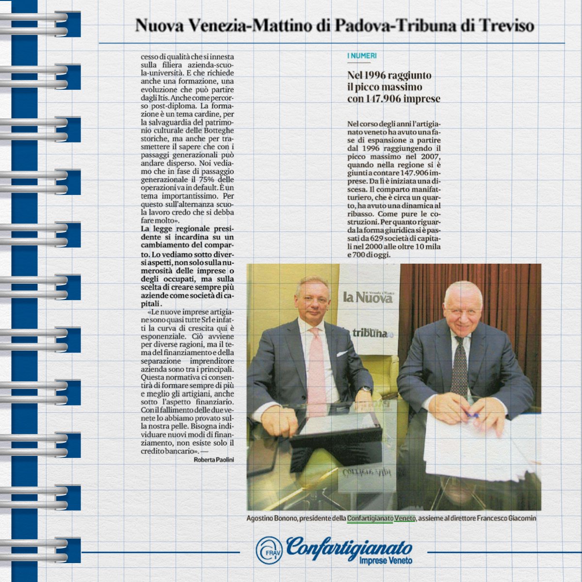 🗞️  Bene l'albo delle imprese e la qualifica di maestro artigiano, ma il limite dei dipendenti è troppo al ribasso.

🎙️  Bonomo: «Ci rifacciamo al modello tedesco. In Germania il limite è da 0 a 500 dipendenti. Da noi non è pensabile ma 20 sono pochi».
<a href="/roberto_marcato/">roberto marcato</a>