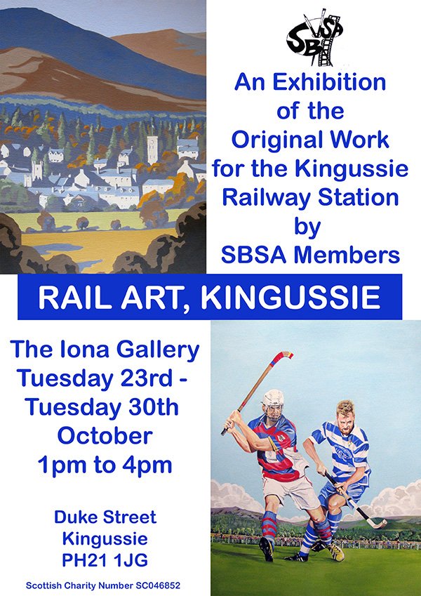 An exhibition of the original work for the Kingussie Railway Station by SBSA Members. The  @theionagallery Tue 23 - Tue 30 Oct, 1 - 4pm. Duke Street, Kingussie, PH21 1JG. Just 5 minutes walk from the station