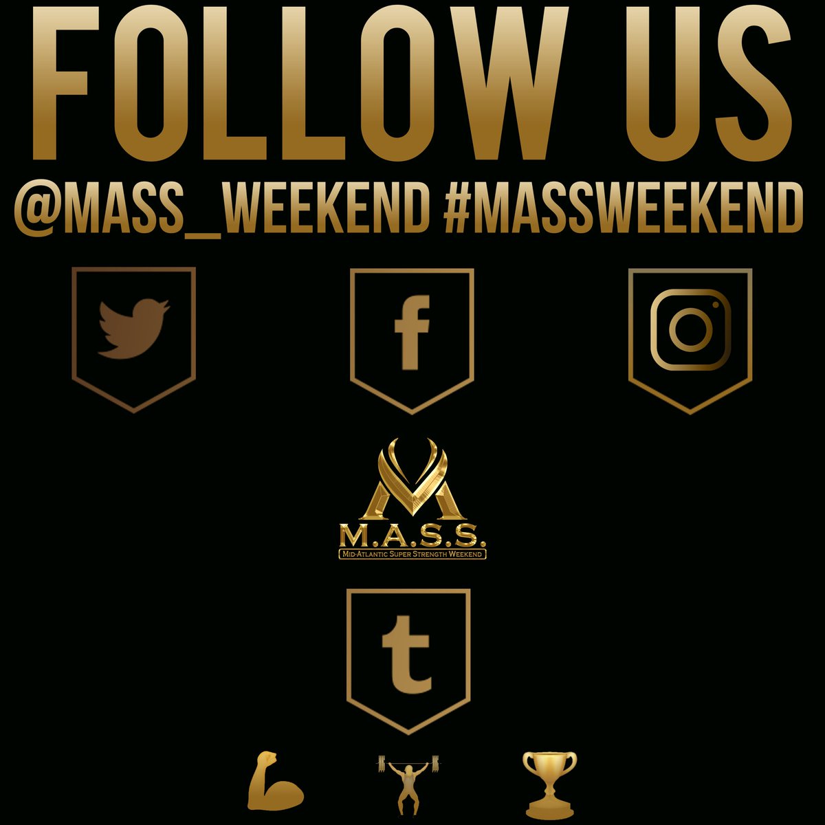 massweekend's tweet photo. Follow Us to stay in the know about all things Strength Sports related from special events, meets and expos to deadlift parties and special guest seminars!
Facebook + Instagram @MASS_weekend
Tumblr @ https://t.co/x0AT7PaXzQ
Tag your photos with #MASSweekend to be reposted. https://t.co/cfzXpQyaLD