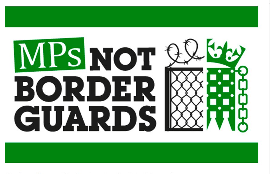 migrantsorg's tweet photo. Our #MPsNotBorderGuards campaign @migrantsorg @GlobalJusticeUK with 14 other organisations has spurred 117 MPs to sign the public pledge not to report their constituents to the Home Office: https://t.co/QMdeETduXk. Encourage your MP to sign the pledge: https://t.co/Nk4KoXRBdm https://t.co/FiE4v6BMSy