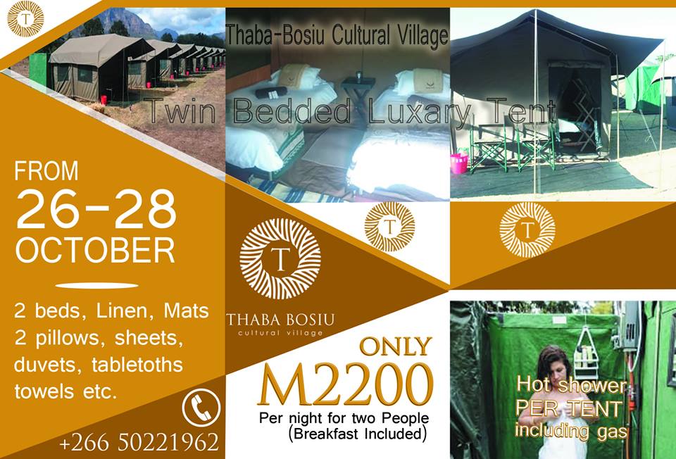 Thaba Bosiu Cultural Village is renting out Luxurious Tents for Only M2,200 for two people per night. Includes breakfast .
26-28 OCTOBER !
#RamboSADCTourLesotho
#ThabaBosiuCulturalVillage