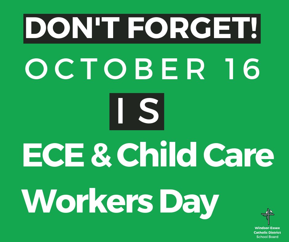 WECDSB's tweet photo. Our Early Childhood Educators and Child Care Workers make a big difference in the lives of our students. Today is ECE &amp; Child Care Workers Day so take a moment to thank an ECE or Child Care Worker for all that they do in our schools and for our students. We are truly blessed! https://t.co/5jhKX0jCGq