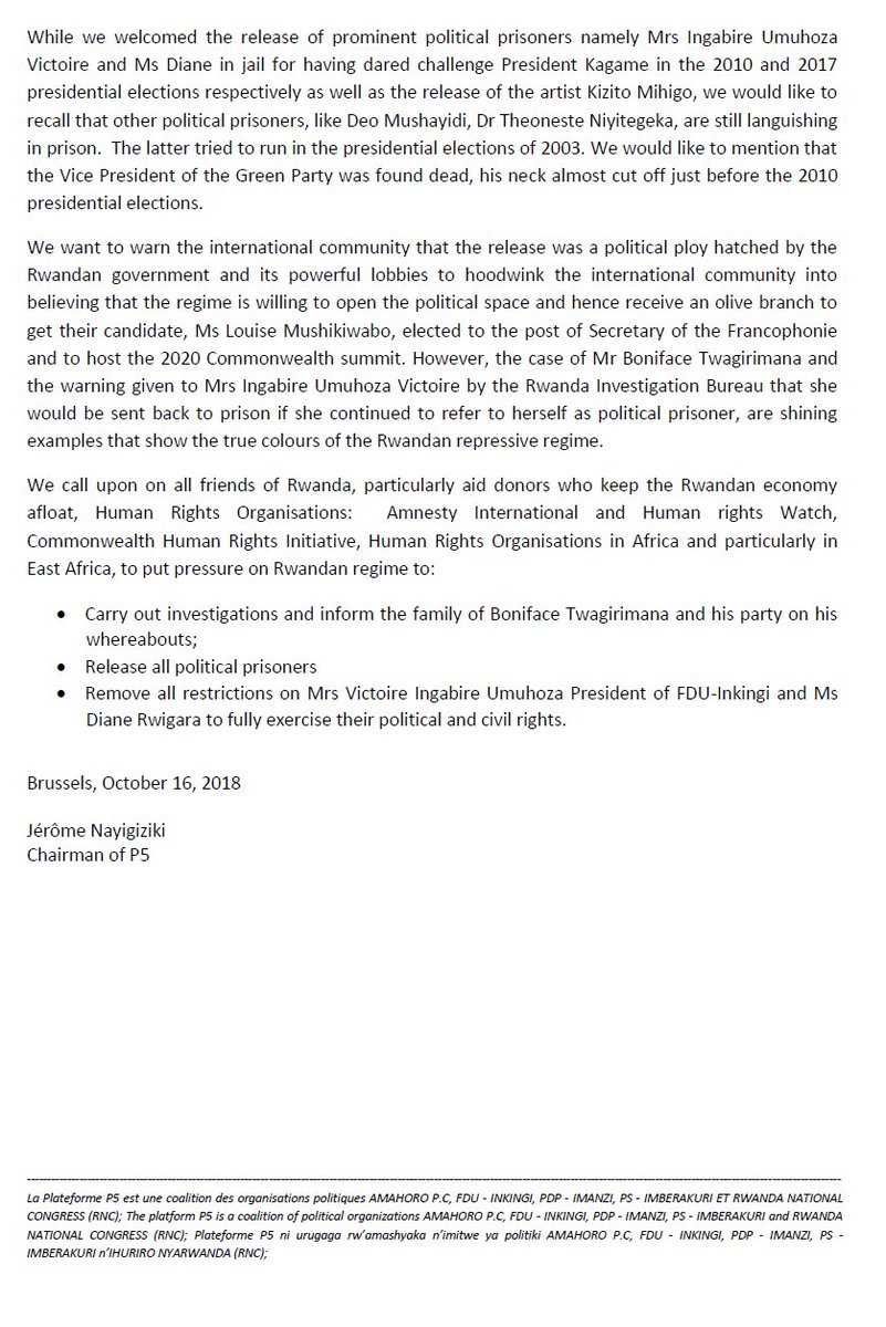 Ndereyehe Charles Frederiquedeman Germanyinrwanda Usambrwanda Eu Eeas Minpres Emmanuelmacron Queen Europe 10downingstreet Africanunion Rwandan Opposition Shocked By The Mysterious Disappearance From Maximum Security Prison Of The