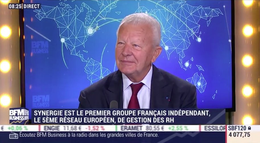 Synergie's tweet photo. Daniel Augereau, PDG de Synergie, était interviewé par @SSoumier sur @BFMbusiness. Au programme : développement de Synergie, CDI-Intérimaire &amp; lancement de notre nouvelle marque @Sandyou_Fr, spécialisée sur les profils de #MiddleManagement ! https://t.co/UQ1TkDCgPp #CDII https://t.co/VIdgqjDvhu