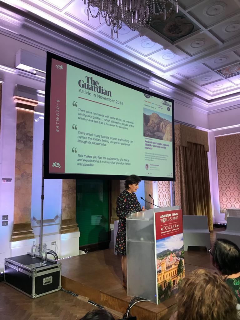 VisitJordan's tweet photo. “We need to learn to balance between the enjoyment of a tourist while safeguarding and not burdening local communities” - HE @LinaAnnab at the #atws2018 

#VisitJordan #ShareYourJordan #LoveJO https://t.co/kPtrbXDlS9