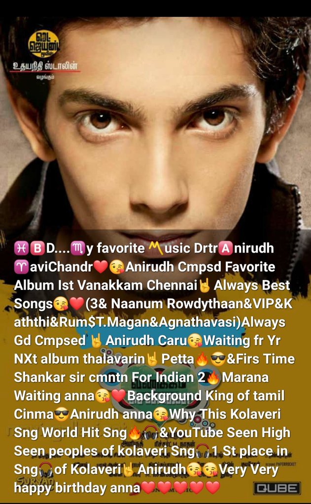 *Very very Happy Birthday anna.....  My Favorite Music Director Anirudh Ravichander  * 