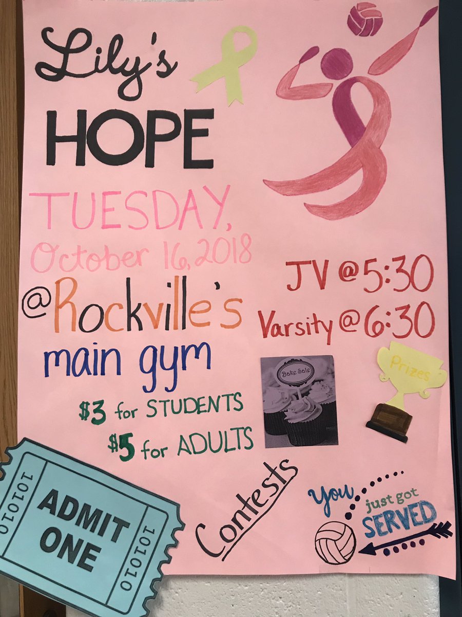 Lily’s HOPE is today! Come support the #rockvillehighschool #volleyball team for a good cause! #WeRAISE #TheRockvilleWay #digpink