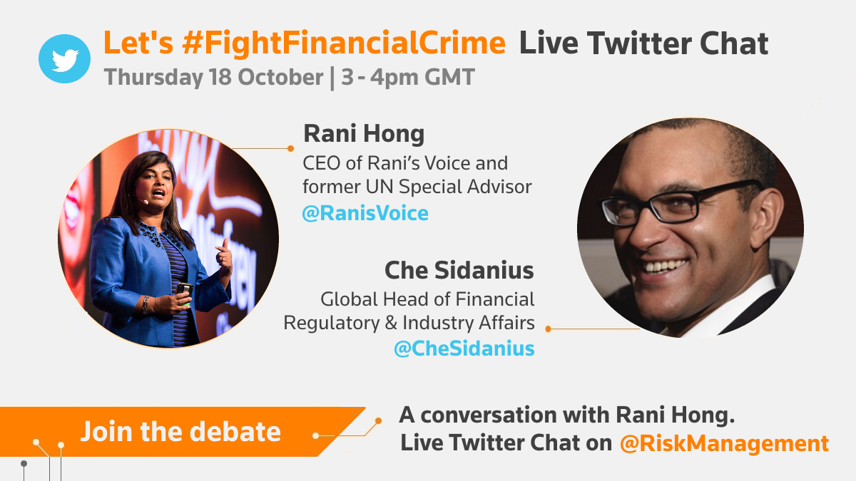 .<a href="/RiskManagement/">Risk - Refinitiv</a> will host the 2nd #FightFinancialCrime Live Twitter Chat this Thursday @ 3pm (UK), moderated by <a href="/RanisVoice/">Rani Hong</a> and @CheSidanius. Last June we uncovered the true cost of financial crime to 5.4+ million social users. Get involved and take part in the debate.