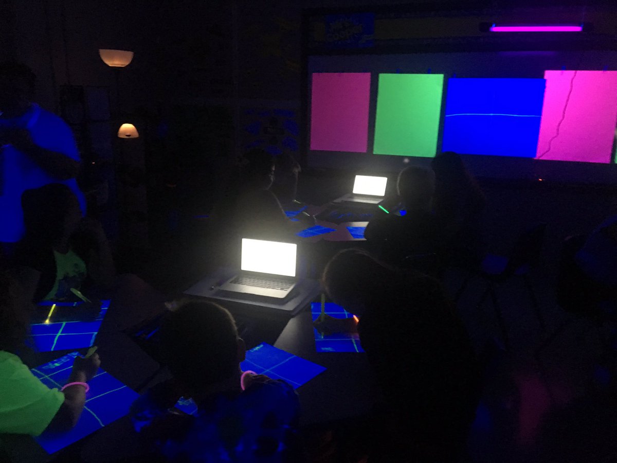 piedmontelem's tweet image. Mrs. Cooper’s 5th Graders learn about adding and subtracting decimals in a really cool way! #glowmath #80sDay