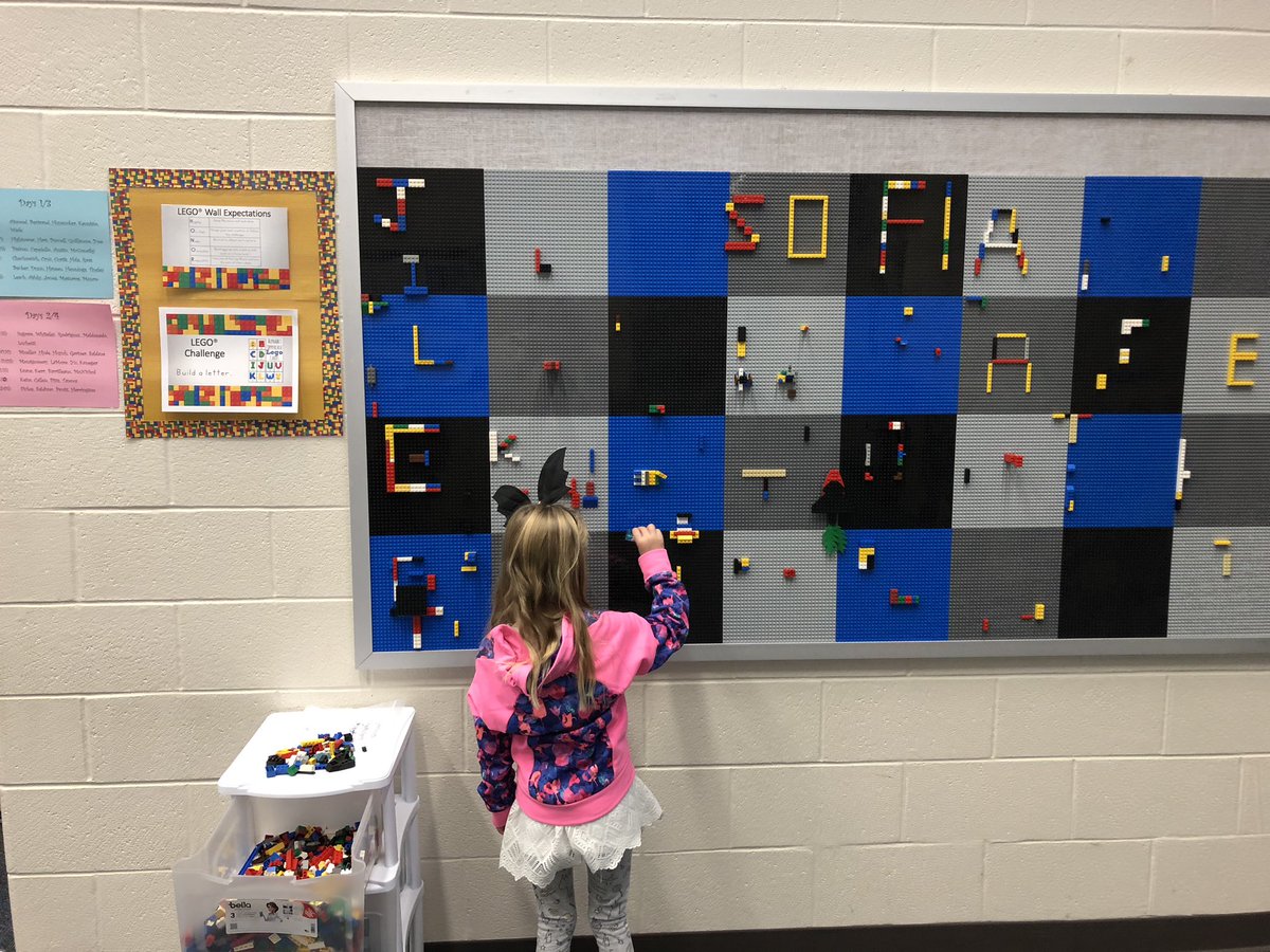 Loving our Lego wall for PBIS! Lego challenge is to build a letter! <a href="/ShaferTweets/">Shafer Elementary</a> #BeTheLegacy <a href="/LEGO_Group/">LEGO</a> <a href="/katyisd/">Katy ISD</a>