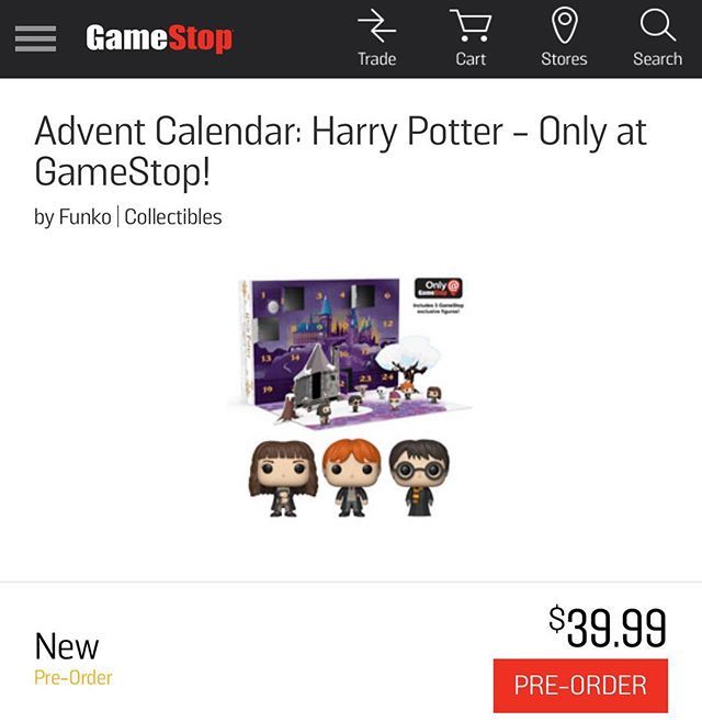 gamestop harry potter advent calendar
