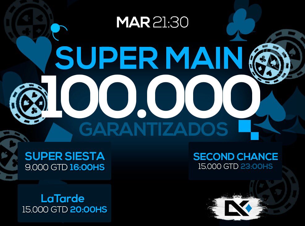 redarpoker's tweet photo. ♡ ♢ $100.000 GARANTIZADOS ♤ ♧
¿Queres ganar tu entrada? No dejes de participar en nuestros beneficios semanales en la publicación pineada a nuestro perfil!
#Poker #UltraMain #Juego #Garantizado #TorneosOnline https://t.co/OxqWjEdwp3
