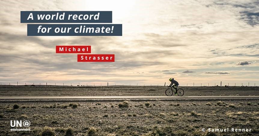 ErikSolheim's tweet photo. #MountainHero Michael Strasser has done it! He cycled 23,000km from Alaska-Patagonia in 84d11h50m - a new world record!
An incredible achievement that inspires us all to never give up in our efforts to tackle climate change!
#thinkBig #NatureIsBeautiful #ice2icebike https://t.co/H8KFSmLYqo