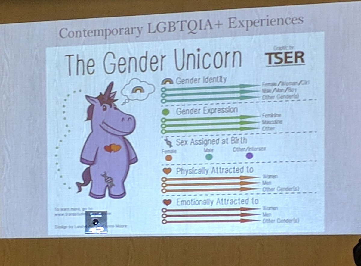 Marvelfan22's tweet photo. Learning about gender identity and expression with The Gender Unicorn in "Let's Talk about the T in LGBTQIA.." #cspanys18 #harvestingconnections https://t.co/JKqsusQeZ9