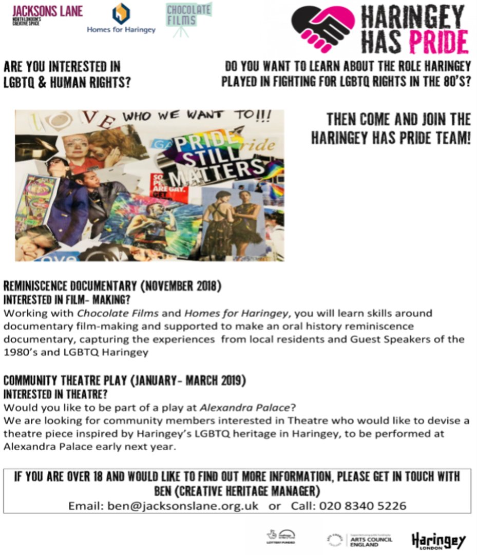 HaringeyPride's tweet image. We are proud to officially start the process of creating our documentary which will be filmed by Chocolate Films @ChocolateFilms we want to support and capture the experiences from local residents and guest speakers of the 1980’s &amp;amp; LGBTQ Haringey. #HaringeyHasPride #comingsoon