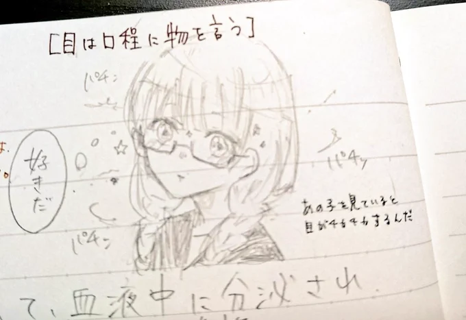 生物の先生が言ってた、自分の
好きな人が自分を好いているか
どうか見分ける方法。
人は興味があるものを見るときに
しっかり見ようとするから、瞳孔
が開くんだって
「目は口ほどに物を言う」とは
よく言ったものだなと。 