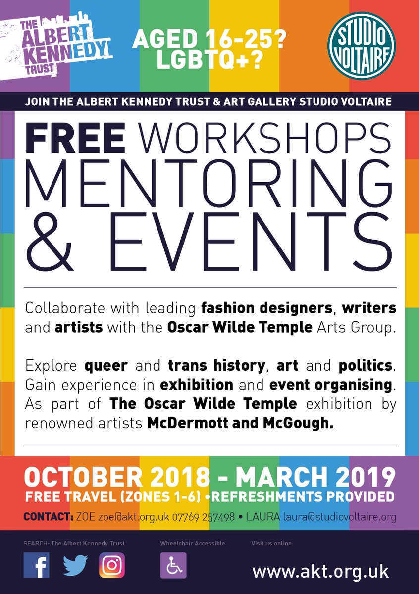 HaringeyPride's tweet image. The Albert Kennedy Trust @AlbertKennedyTr are looking for 16-25 year olds as part of the LGBTQ+ community to attend free workshops mentoring &amp;amp; events during October 2018-March 2019. FREE travel and refreshments are provided. #LGBTQ #GetInvolved