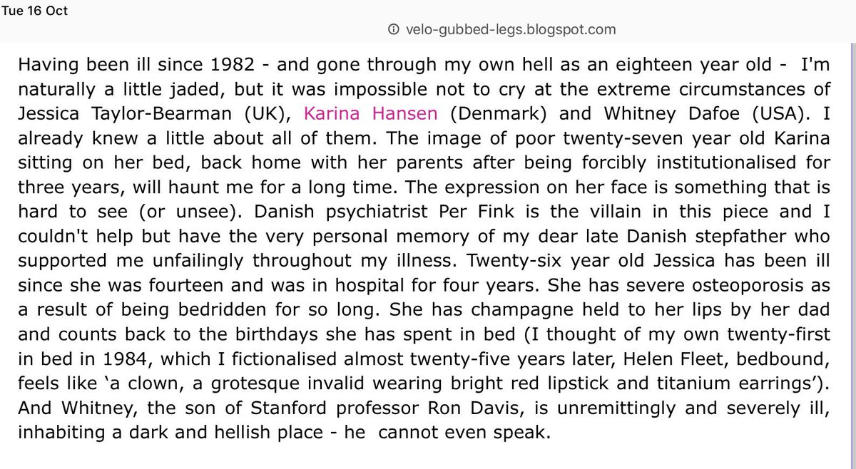 velogubbed's tweet photo. I’m a bit out of loop but this invitation to Per Fink to speak  at Columbia is v concerning. Jennie Spotila - @knittahknits -  describes the chaos here: https://t.co/R5dtvEcRPe

I wrote a little about Fink and poor Karina in my review of Unrest almost a year ago. #PerFink #pwME https://t.co/emAqaLcDdW