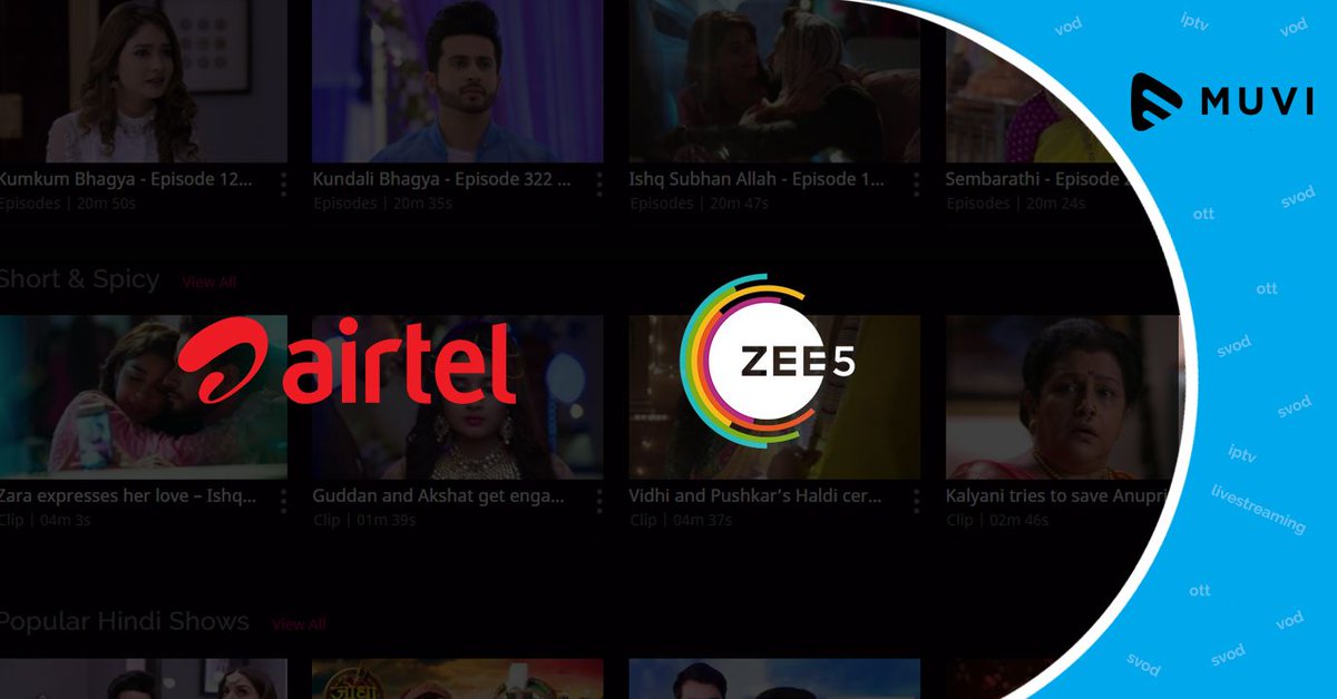 MuviAudio's tweet photo. #AirtelTV app users to get access to #ZEE5 content as a part of strategic partnership 
https://t.co/llvPxka0ss
#ottnews https://t.co/mEv6TqHMsH