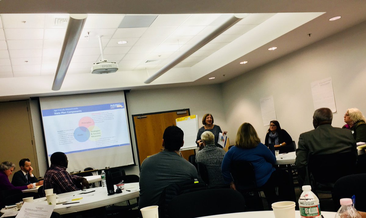 BSHC's tweet photo. @Mass_EOEA Robin Lipson at @THPFoundation @mahealthyaging advisory council meeting - she is amazing at framing the #AgeFriendlyMassachusetts plan and how aging networks across the Commonwealth can take sustainable action to raise the voice of older adults. #agingstrategy https://t.co/rHyCfn6UJH