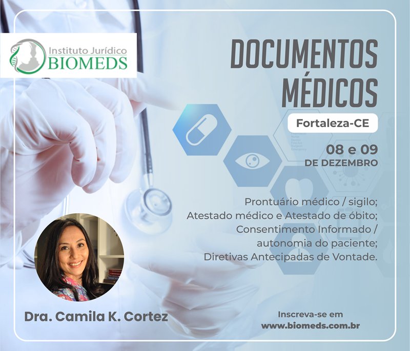 iBiomeds's tweet image. O concorrido curso #DocumentosMédicos chega agora à Fortaleza-CE. Tenha mais conhecimento e segurança jurídica sobre os documentos que cercam sua profissão aprendendo com a Dra. Camila K. Cortez, uma das fundadoras do Biomeds. Desconto à vista até 10/11 bit.ly/2ykLc7e