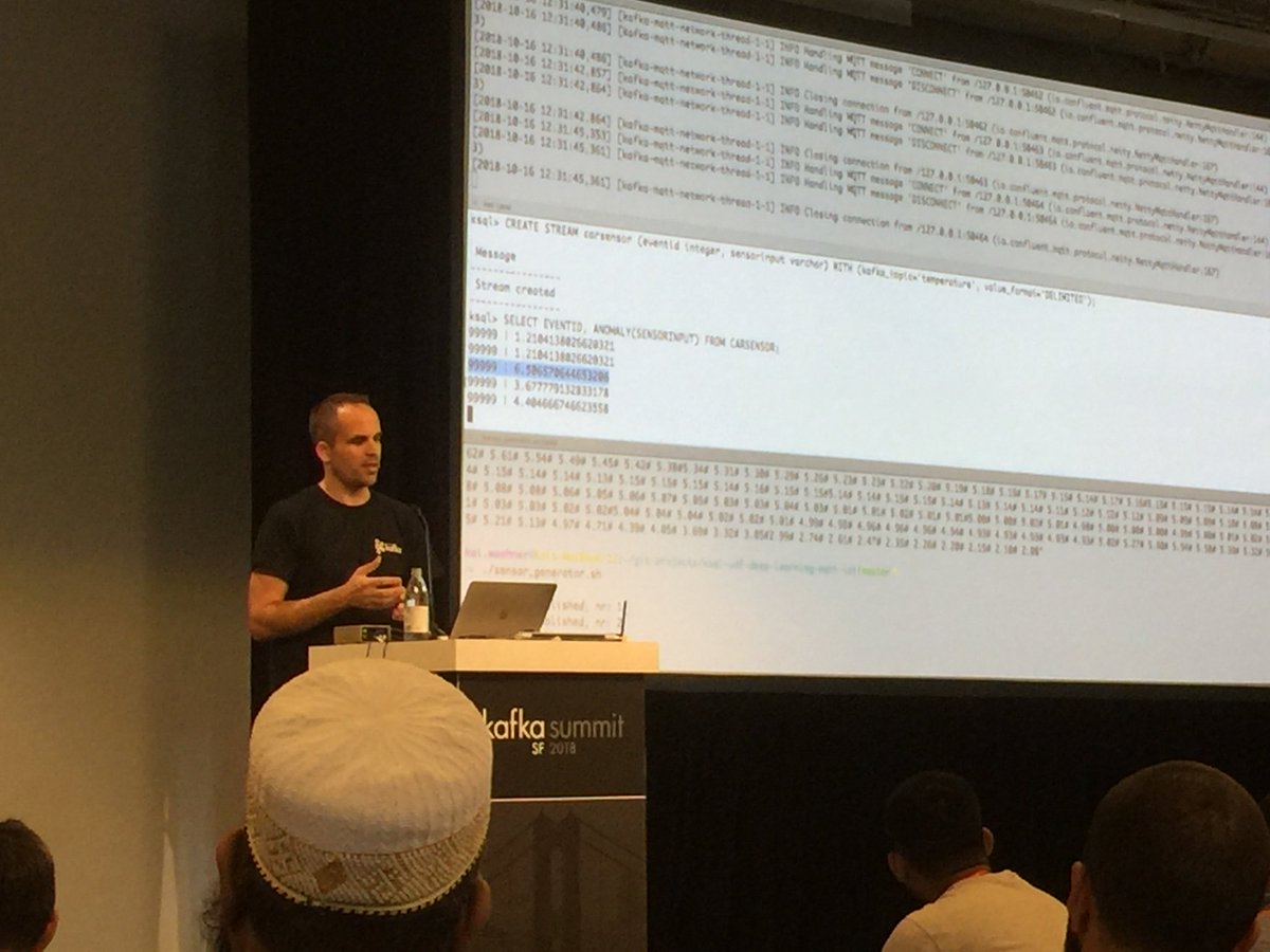 gschmutz's tweet image. Processing IoT Data with MQTT and Apache Kafka by @KaiWaehner - interesting talk, a good foundation for my talk later today on IoT and MQTT. #KafkaSummit #KafkaSummit2018
