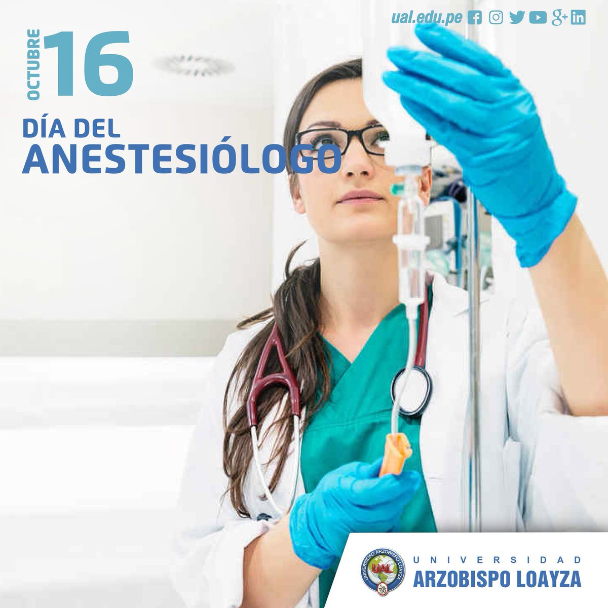 UniLoayza's tweet photo. ¡Feliz día del #anestesiólogo!
Profesionales dedicados a la atención y cuidados especiales de los pacientes durante las intervenciones quirúrgicas y otros procesos que puedan resultar molestos o dolorosos. 
#UALÍZATE
#UAL #SiTúCreesEsPosible https://t.co/kuwe0Ae26e