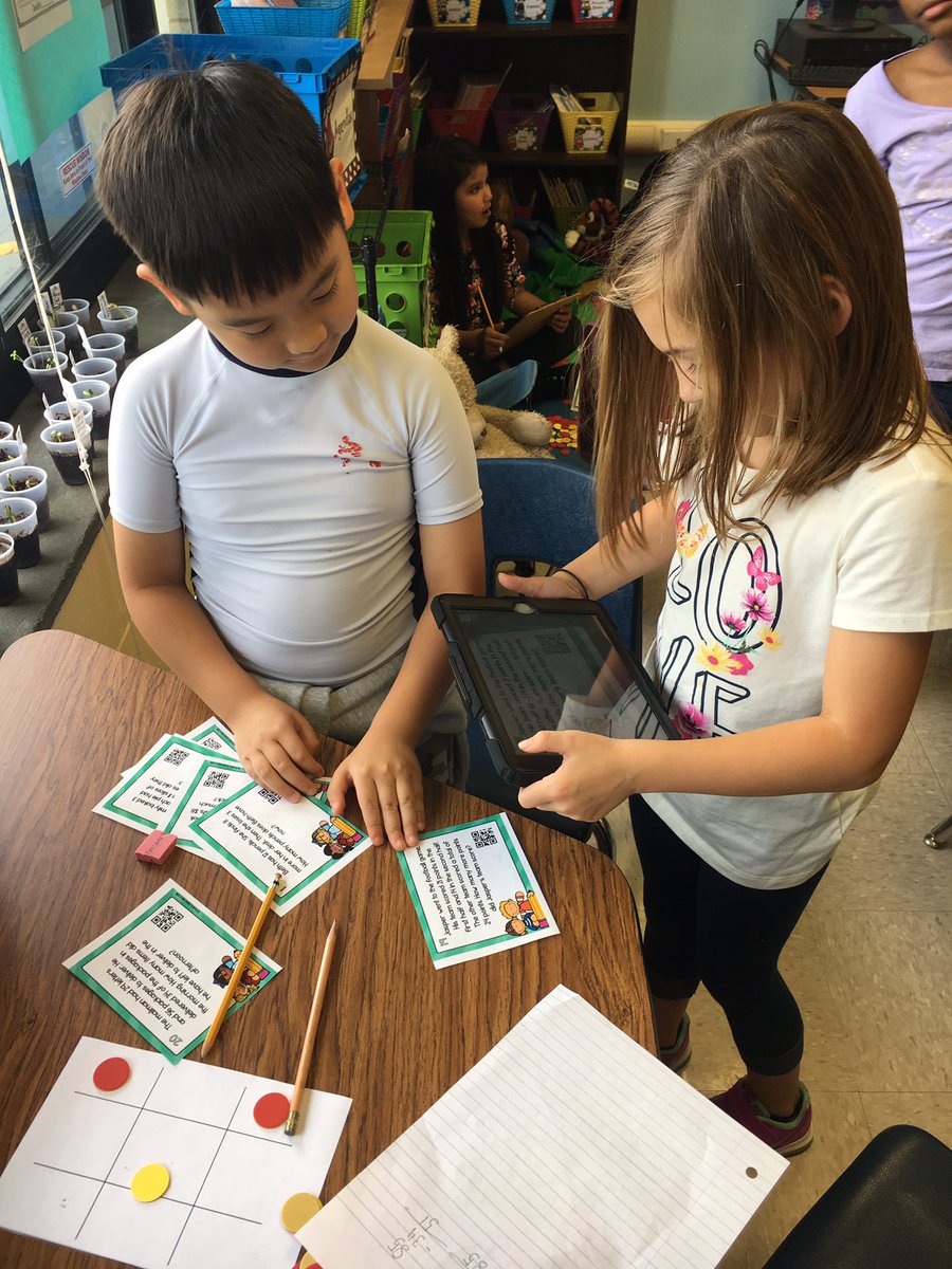 r_flowers1's tweet photo. Who knew Solving two-step word problems with Tic tac toe and QR codes could be so FUN!! #makelearningcomealive @SedgeGardenES https://t.co/4TGqCgs8Ry